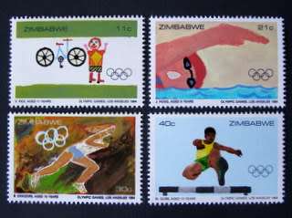 ZIMBABWE Mint Set - Olympic Games - Children`s Pictures 1984