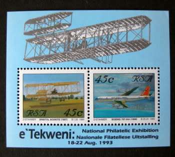 SOUTH AFRICA Mint Miniature Sheet - e'Tekweni National Philatelic Exhibition 1993 //Aircraft