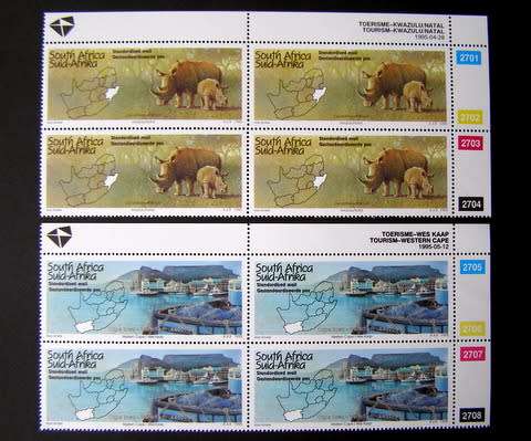 SOUTH AFRICA Mint Control Blocks - Tourism: Western Cape and KwaZulu-Natal 1995