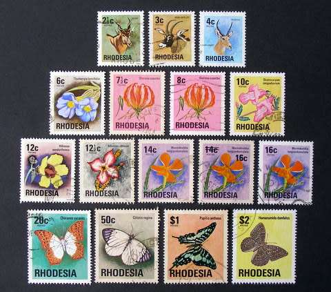 RHODESIA - Antelope, Flowers and Butterflies Definitive 1974