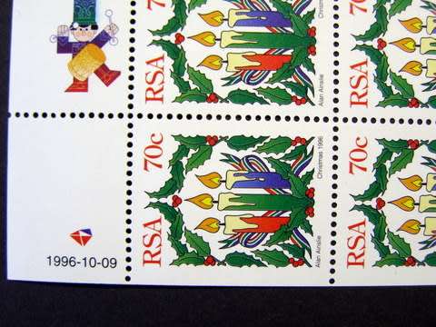 SOUTH AFRICA Mint Booklet Pane - Christmas 1996