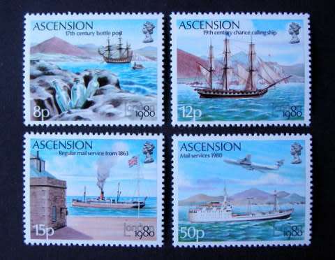 ASCENSION ISLAND Mint Set - History of Mail Transport 1980 //Ships