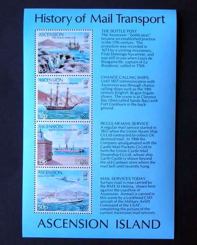 ASCENSION ISLAND Mint Miniature Sheet - History of Mail Transport 1980 //Ships