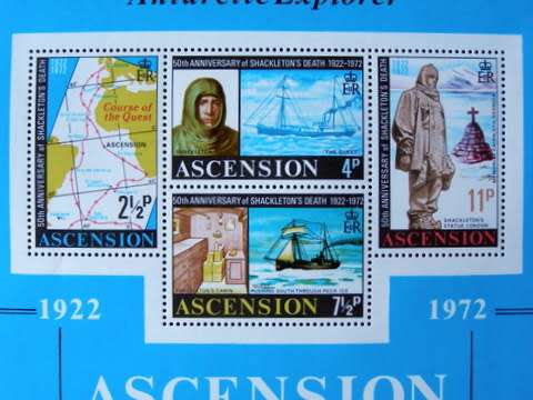 ASCENSION ISLAND Mint Miniature Sheet - 50th Anniv. of Shackleton`s Death 1972 //Ships