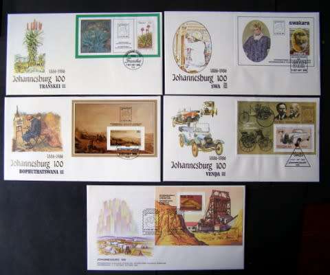 Assorted JOHANNESBURG CENTENARY Commemorative Miniature Sheet Covers
