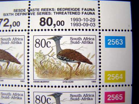 SOUTH AFRICA Mint Control Blocks -  Assorted Sixth Definitive: Threatened Fauna dated 29-10-1993