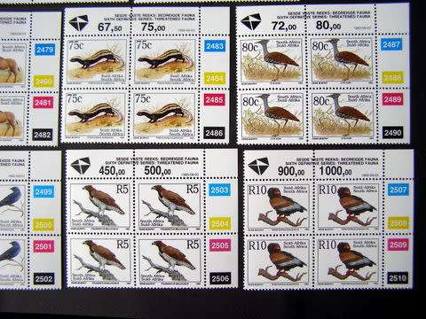 SOUTH AFRICA Mint Control Block Set - Sixth Definitive: Threatened Fauna dated 03-09-1993