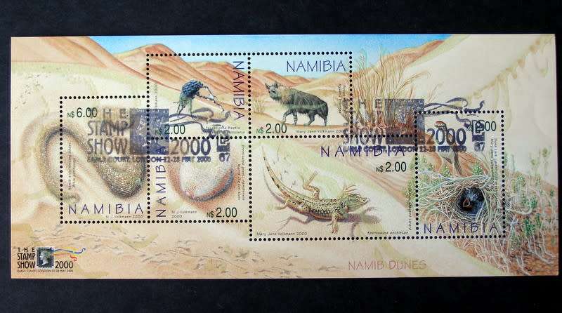 NAMIBIA Miniature Sheet (CTO) - Wildlife of Namibian Dunes 2000