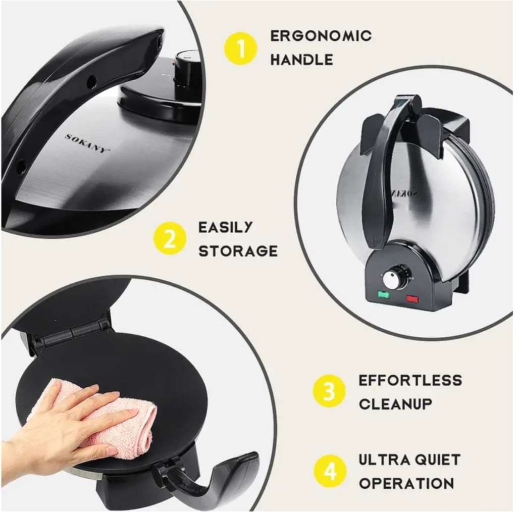 Electric Roti Maker - 1800w - double sided heat - even heat distribution