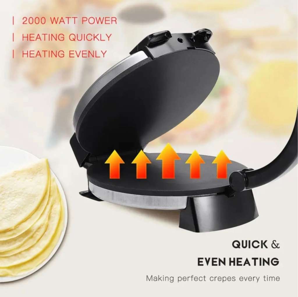 Electric Roti Maker - 1800w - double sided heat - even heat distribution