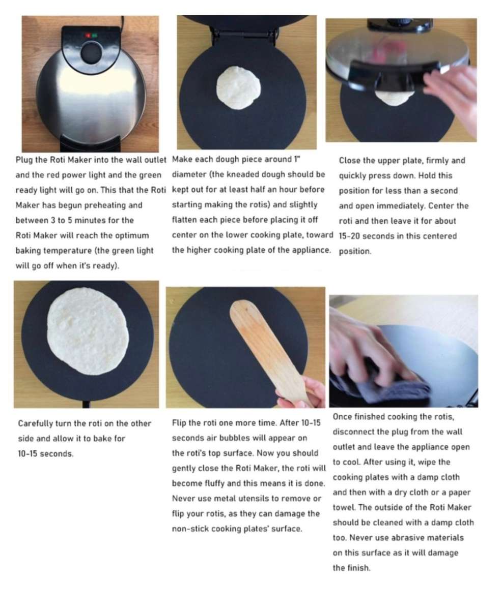 Electric Roti Maker - 1800w - double sided heat - even heat distribution