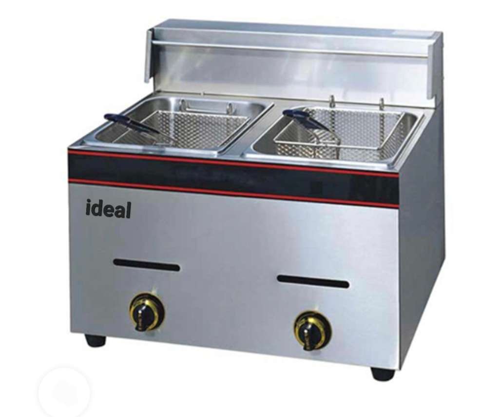 6L + 6L Commercial Catering Double Tank Gas Fryer - Stainless Steel