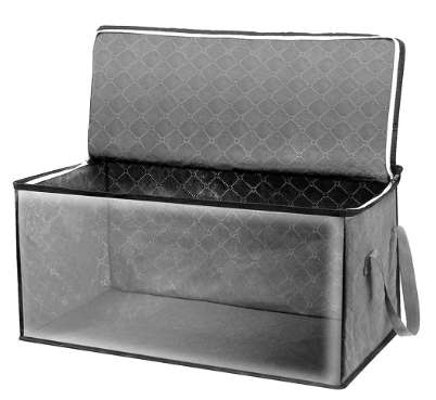 Large fabric storage bag With Handles and viewing window space saving organizer for clothes,blankets