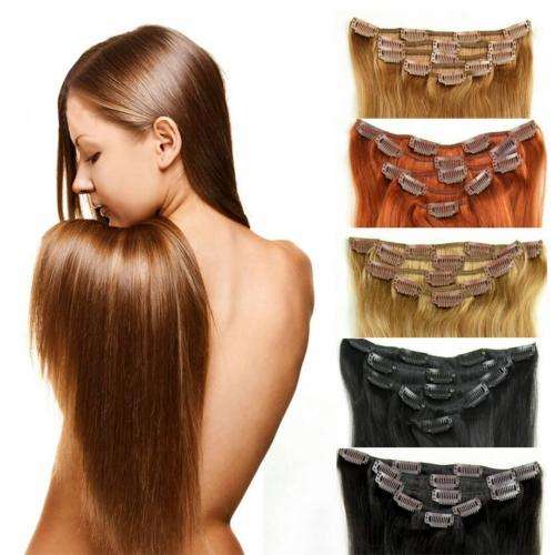 Clip in hair extensions,full set,100%real remy human brazillian hair. Choose any color