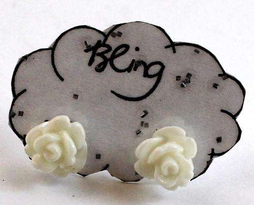 WHITE ROSE STUDS - BARGAIN!!!