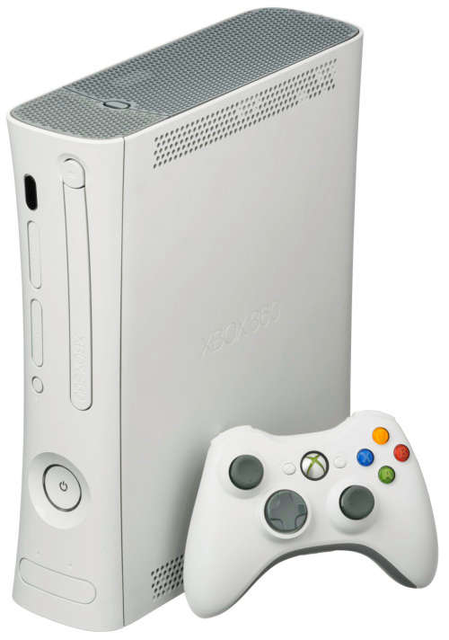 XBOX 360 WHITE FAT CONSOLE WITH WIRELESS CONTROLLER AND FLASH