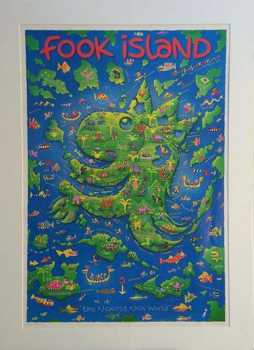 Original Norman Catherine Fook Island lithograph, signed and titled by Catherine