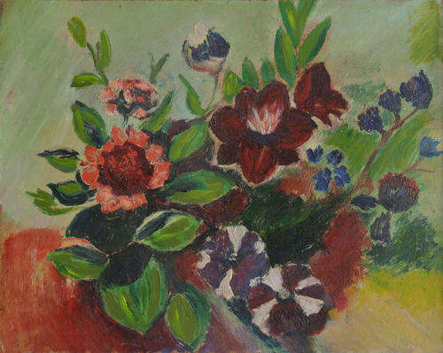 Crazy R1 start - Unique double sided original 1940's oil on board