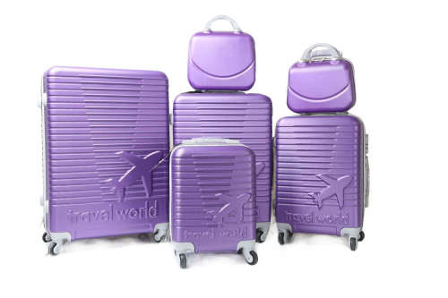 On Special Set of 4/6 Lightweight ABS Material Travel World Travel Luggage Suitcases/purple