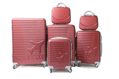 On Special Set of 4/6 Lightweight ABS Material Travel World Travel Luggage Suitcases/Red