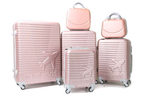On Special Set of 4/6 Lightweight ABS Material Travel World Travel Luggage Suitcases/Rose Gold
