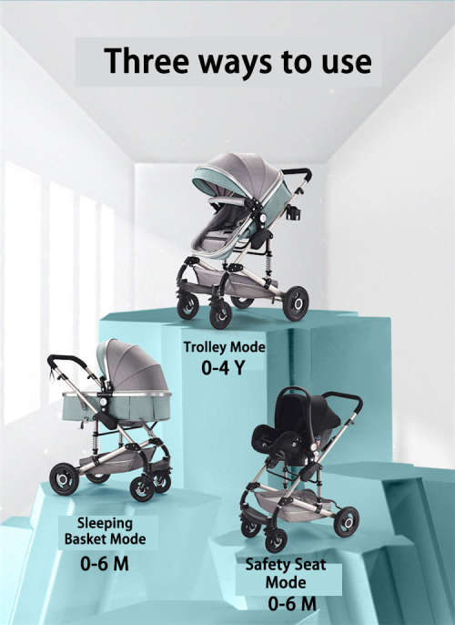 3 IN 1 Baby Carrier, Car Seat and Stroller-Khaki