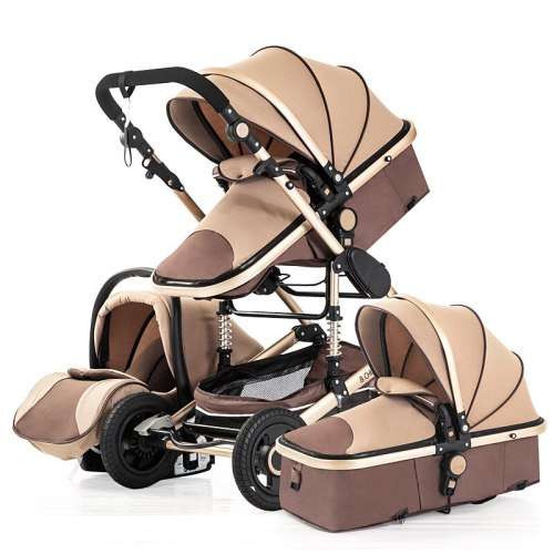 3 IN 1 Baby Pram Stroller - Khaki