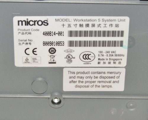 Micros Workstation 5 Touchscreen POS Terminal 400814-001 with Windows CE, in working condition