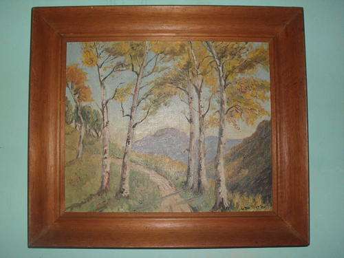 OLD (1955) PAINTING ON BOARD WITH WOODEN FRAME