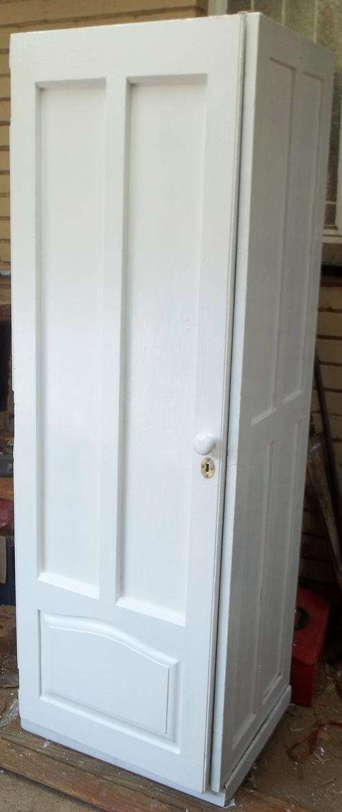 OLD WHITE PAINTED CUPBOARD--LOTS OF STORAGE SPACE