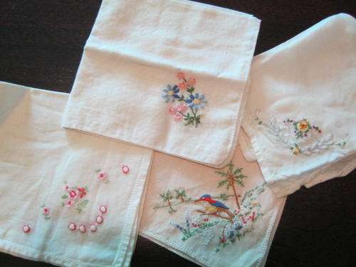 4 Embroidered Handkerchiefs