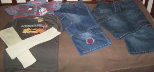 NEW. 2 Pants 9-10 &8 - 9yrs, 1 Gholf shirt 7 - 8 yrs, 1 Long sleeve t shirt 7 - 8yrs