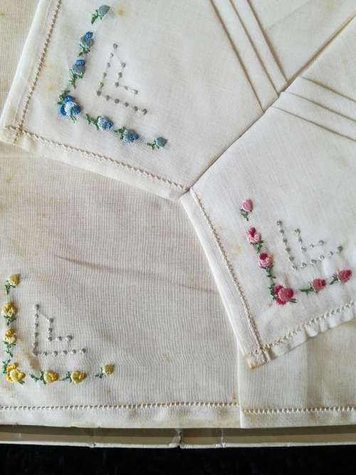 Vintage Swiss Made Embroidered Handkerchiefs (3)