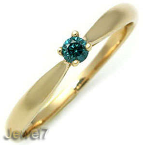 OCEAN BLUE DIAMOND 10PT SOLITAIRE SOLID GOLD RING ~$750
