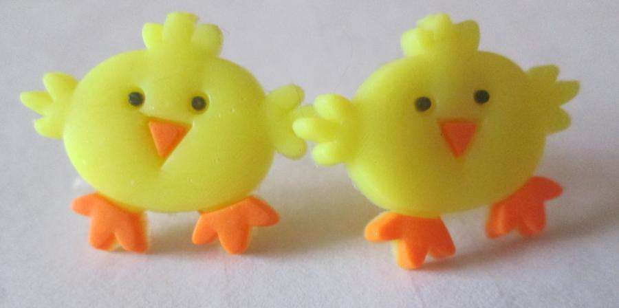 Hand crafted stud earrings- plastic chicken charm