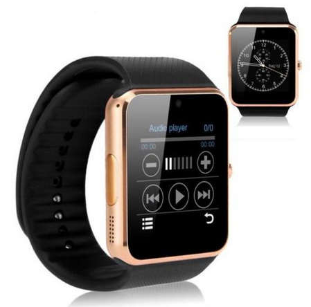 GTO8 Smart Watch with onboard phone and camera. Gold color