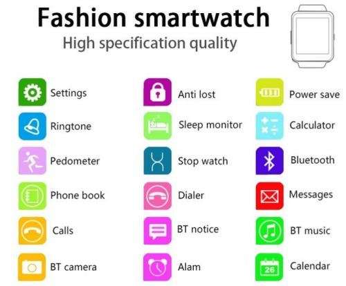 U8 Smart Watch. Bluetooth pair and control your cell phone. Black + White colors