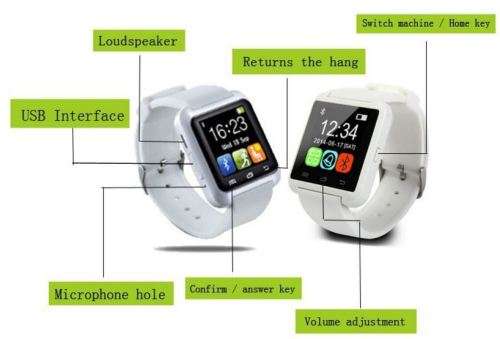 U8 Smart Watch. Bluetooth pair and control your cell phone. Black + White colors