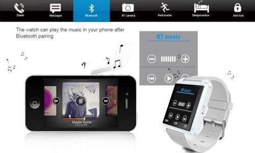 U8 Smart Watch. Bluetooth pair and control your cell phone. Black + White colors