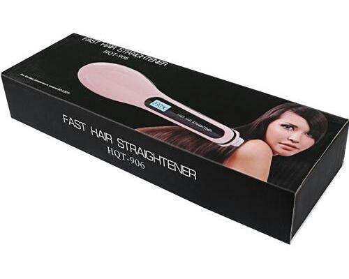 Professional Electric Hair Straightener, Massaging Brush Combo. LCD Display Temperature Controls.