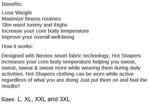 Hot Shapers Slimming Waist Belt. For Great Looking Body. Available in L,  XL,  XXL and 3XL size.