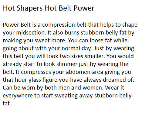 Hot Shapers Hot Belt Power.
