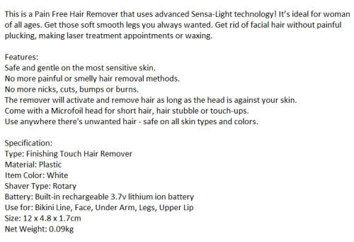 Instant & Pain Free Electric Shaver. Safe to touch. Safe on all skin tones