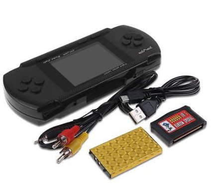 3 inch PVP Gaming Console with preloaded games. Green, Red, Blue and Black colors.