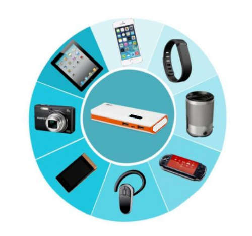 Portable 10 000mAh Power Bank, Backup Battery Pack. With Bright LED Lamp.