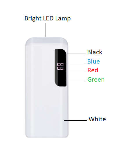 Portable 10 000mAh Power Bank, Backup Battery Pack. With Bright LED Lamp.