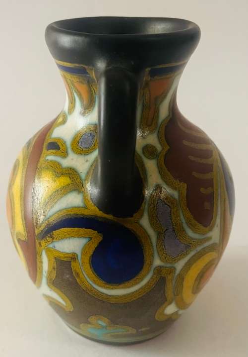 Early rare Gluck pattern Gouda pottery small vase