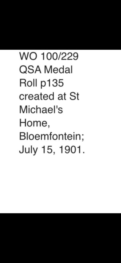 QSA Issued To Sister Ella Of The Religious Order ( Hanger Missing Damaged Top Edge)