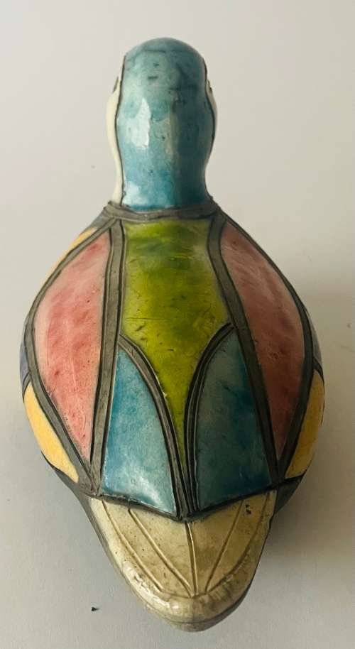 Large Raku Pottery Duck Figurine