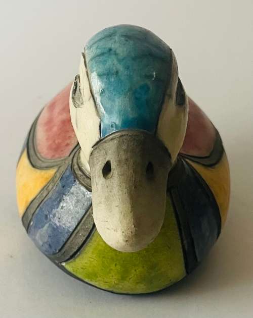 Large Raku Pottery Duck Figurine